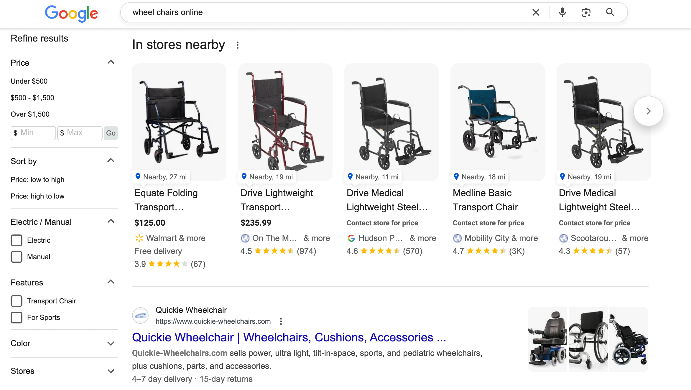 Google dans les magasins à proximité