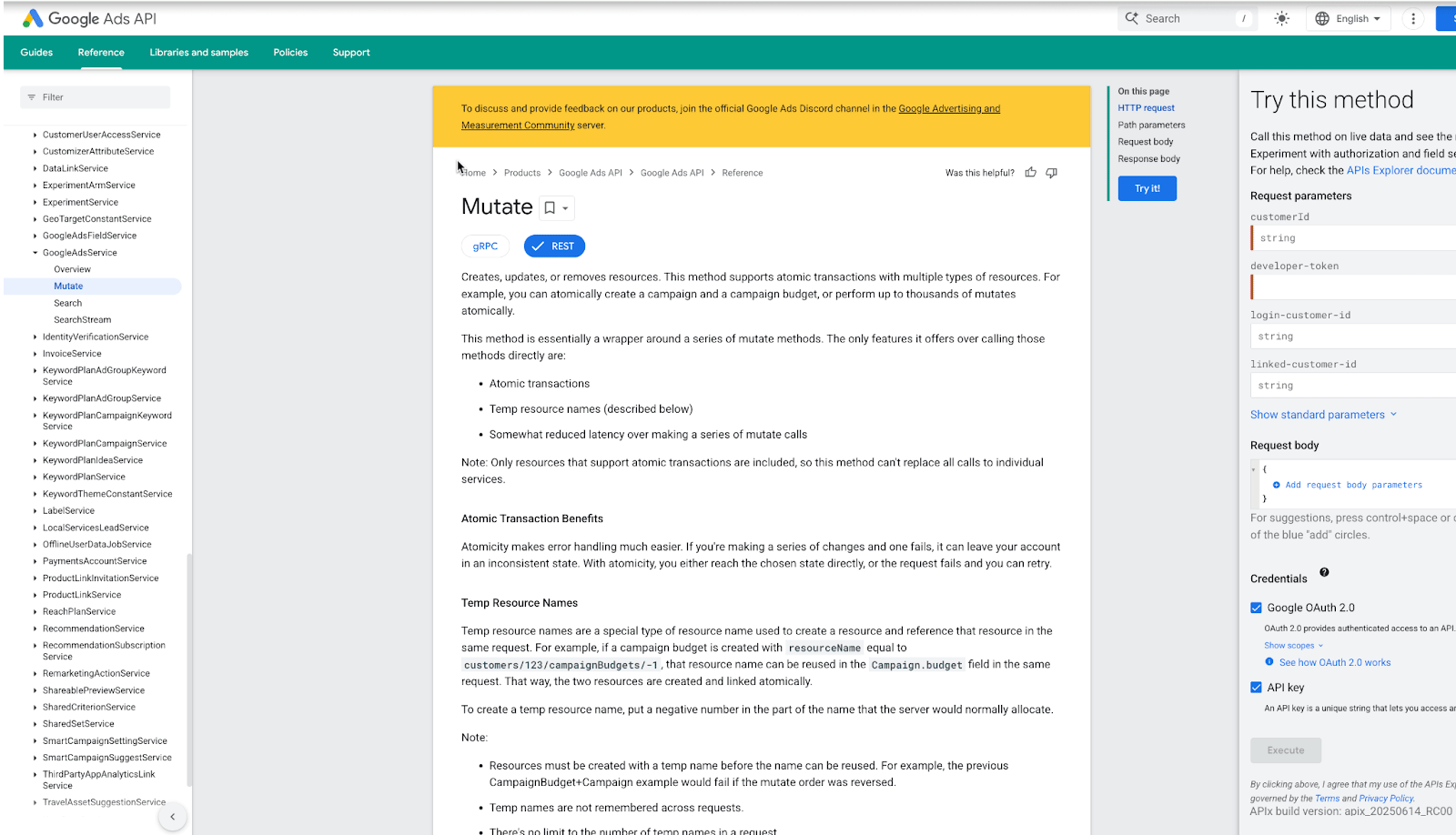 Basculer les documents API Google ADS