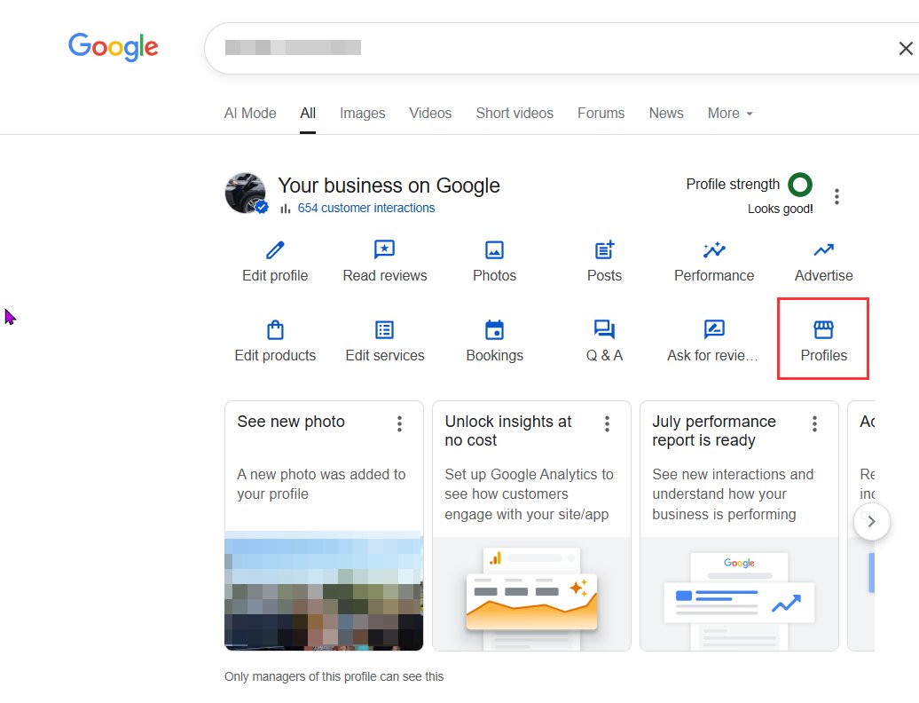 Bouton de profil Google Business Profiles