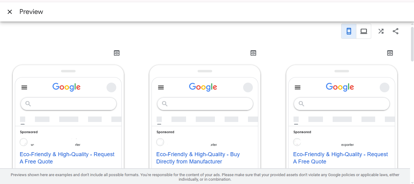 Google Ads Assets Aperçu AD