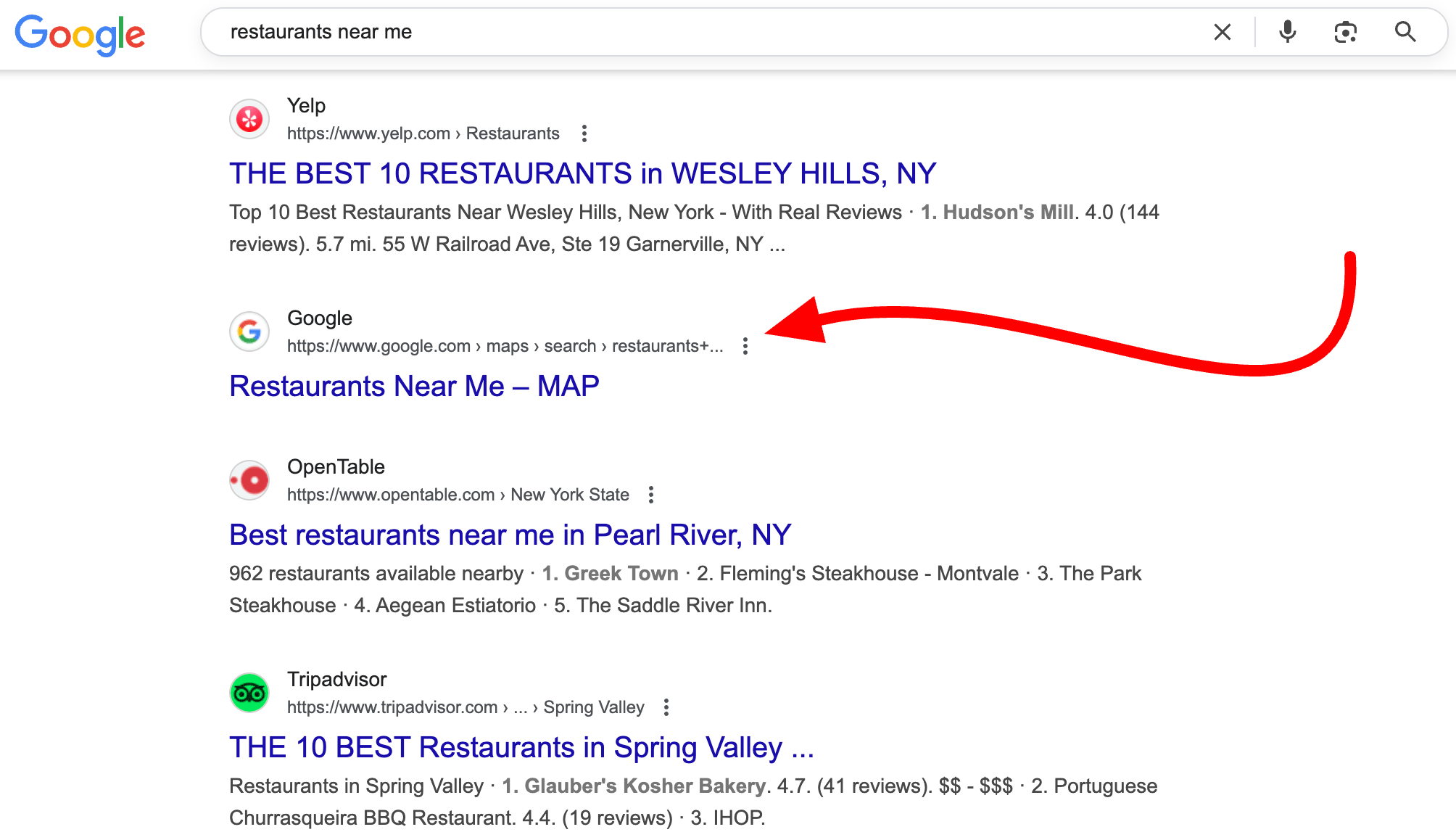 Google Search Restaurants près de moi