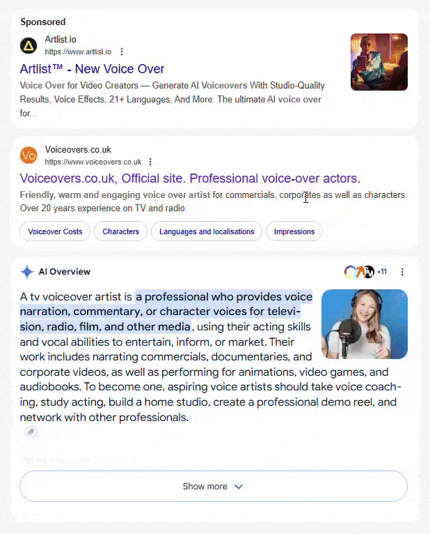Extrait de recherche de recherche sur google arrondi