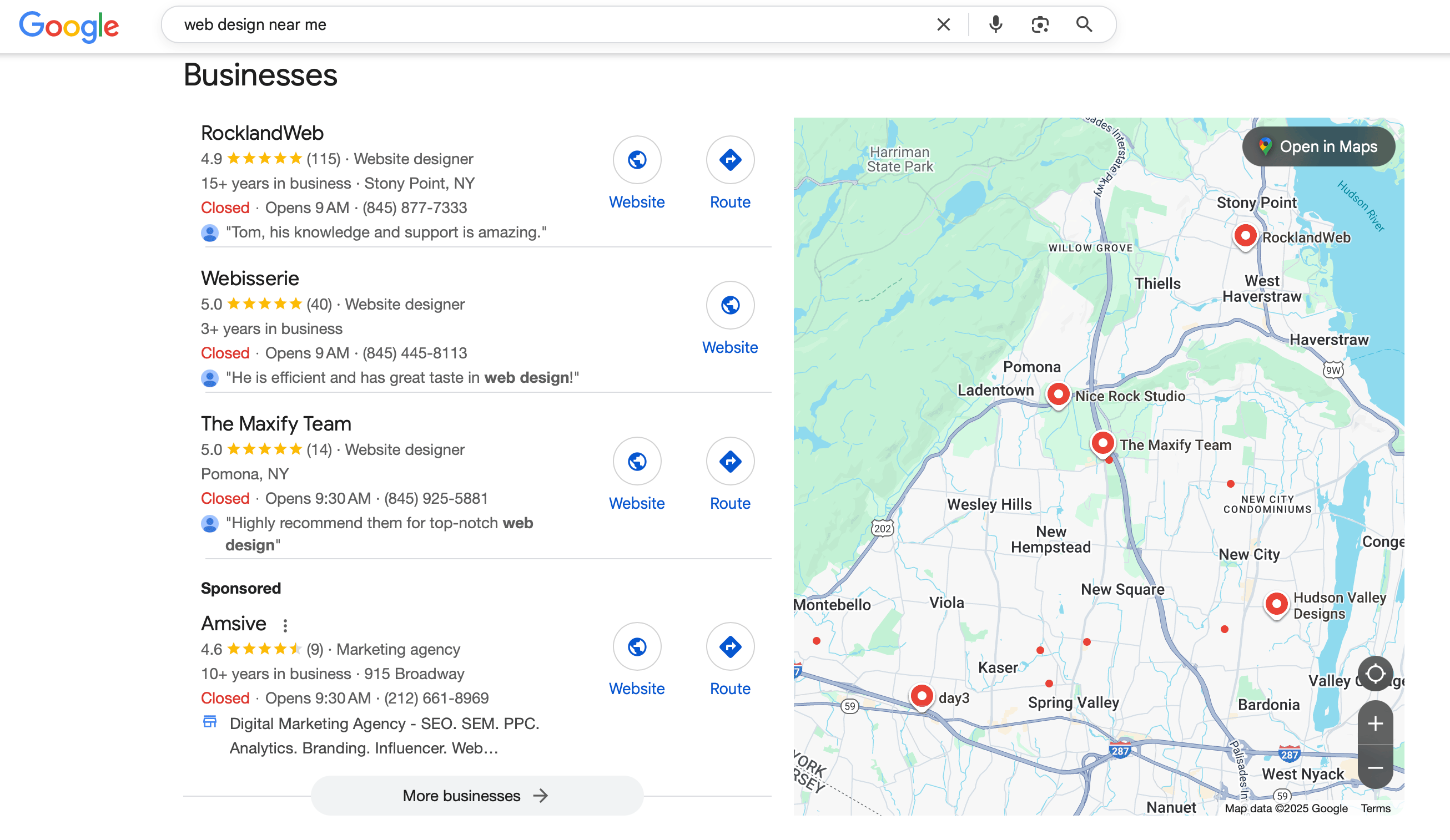 Bouton Google Local Pack Route