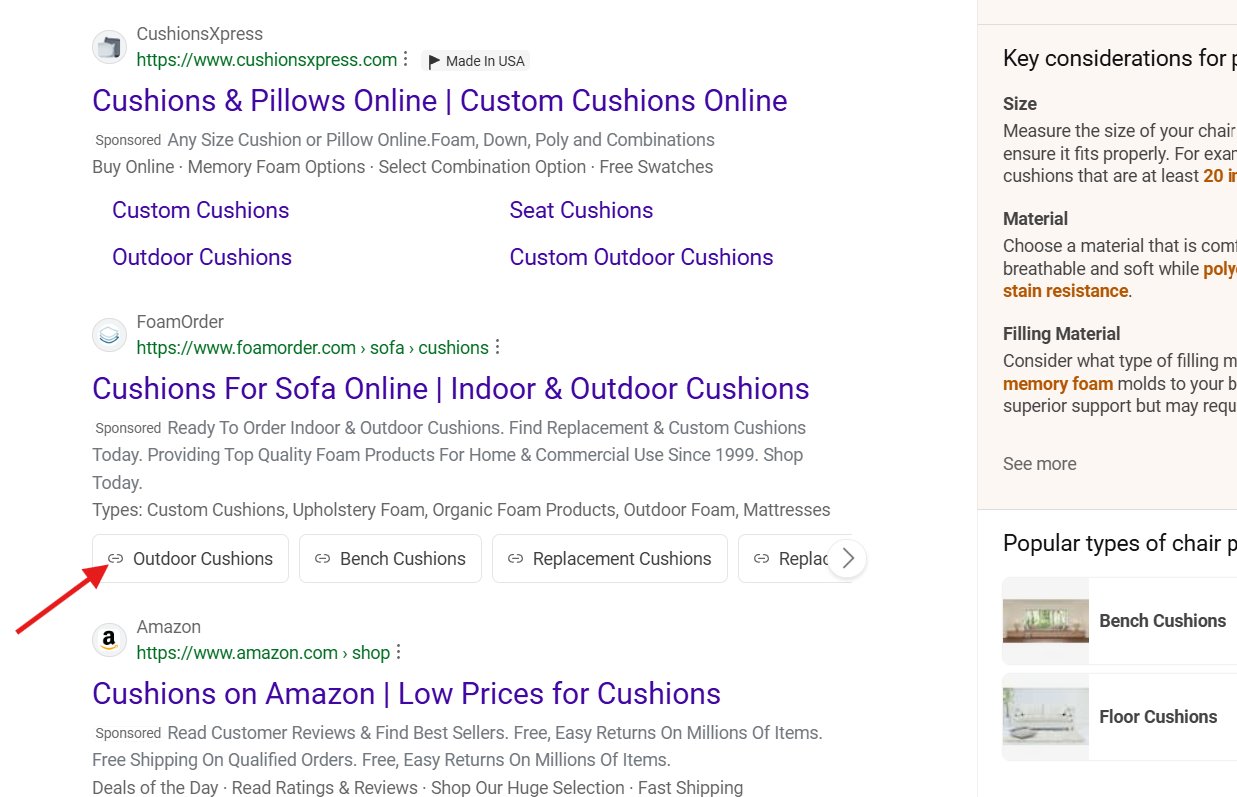Icônes de liaison Bing Ads dans les liens de site