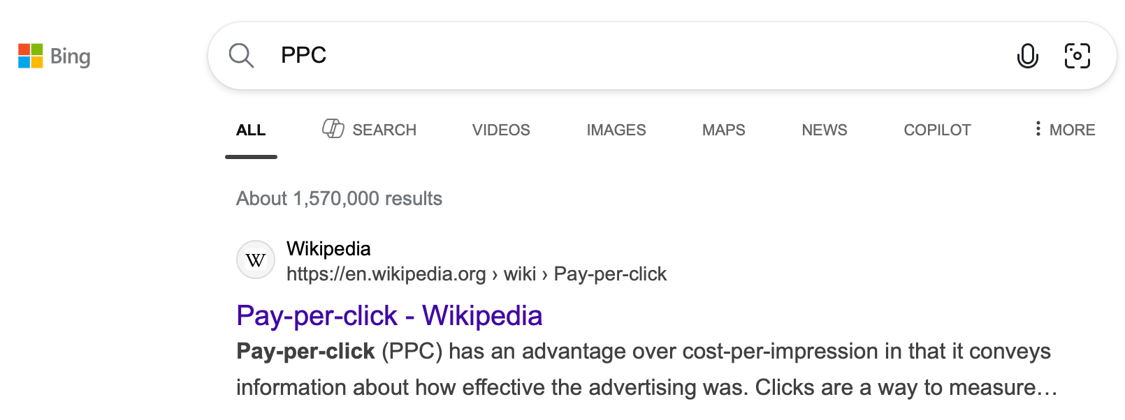 Bing non collante barre de recherche sans ligne