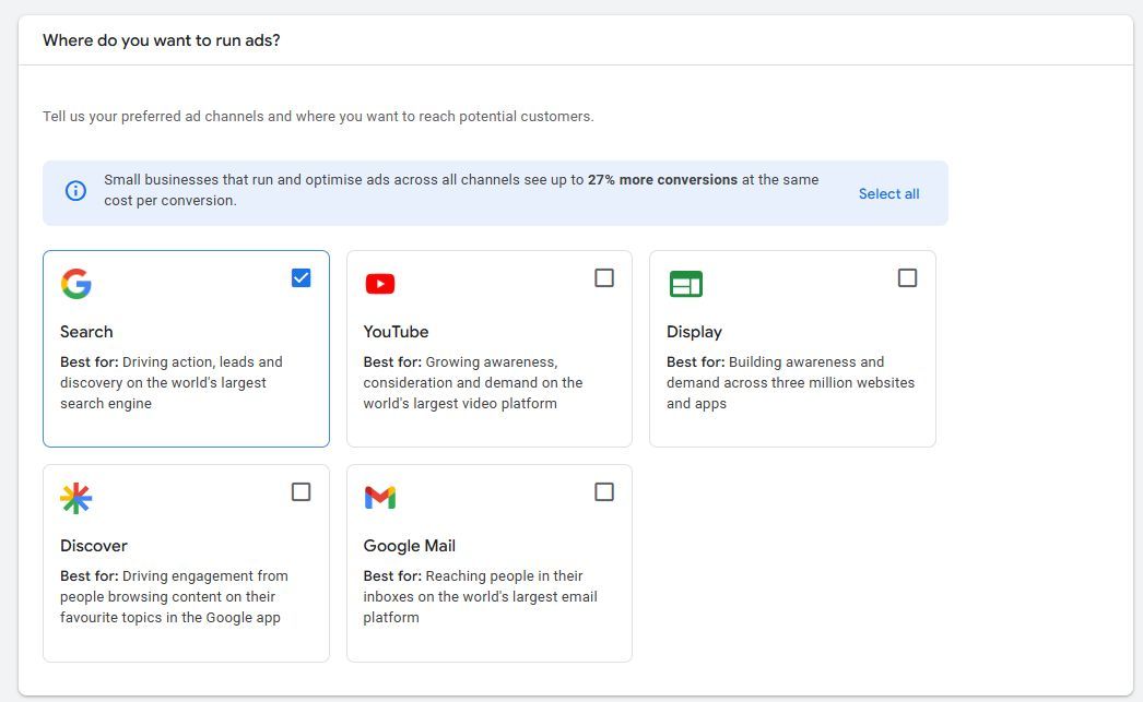 Flux de configuration de la campagne Google ADS
