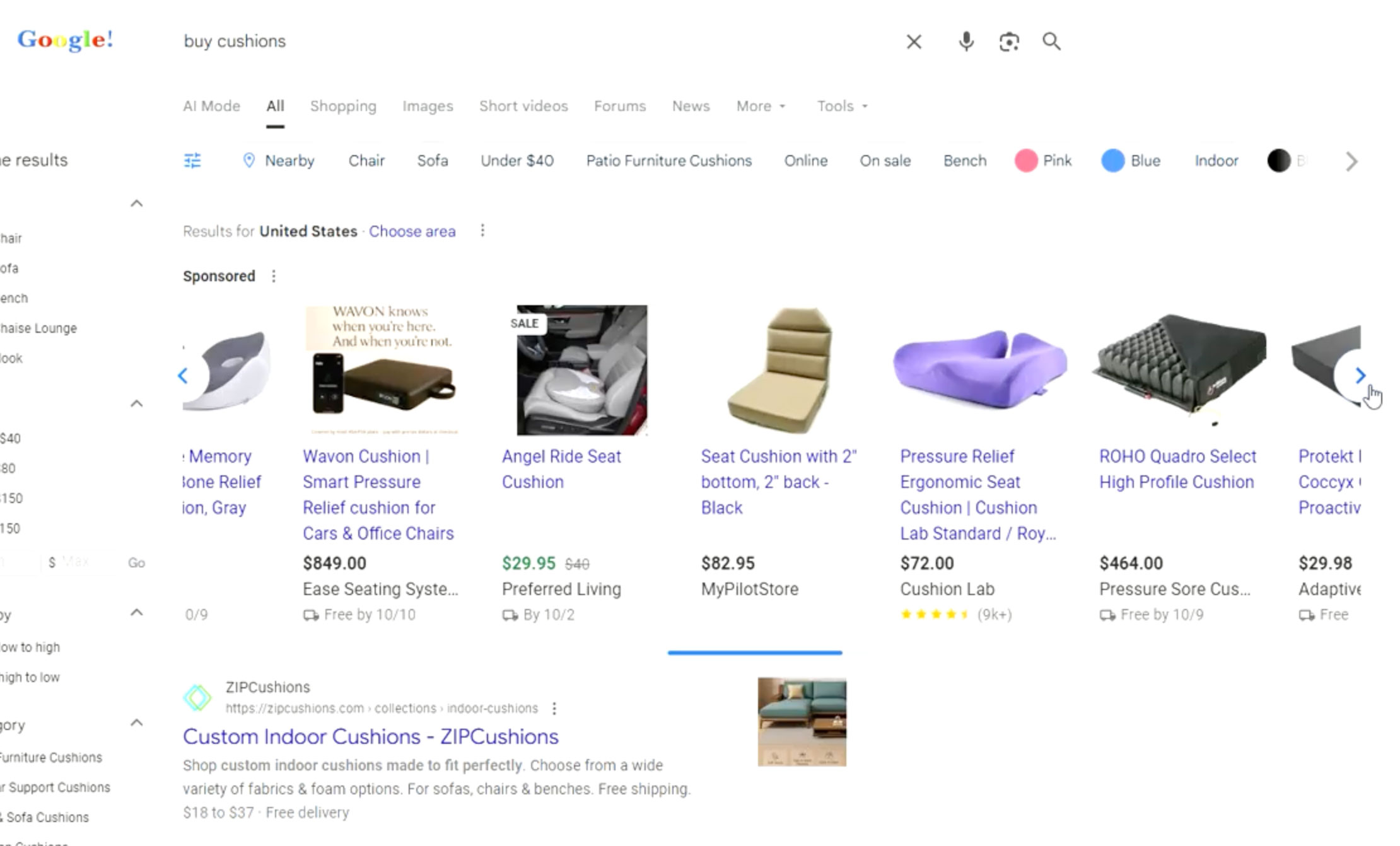 Google Progress Bar pour le carrousel publicitaire de shopping