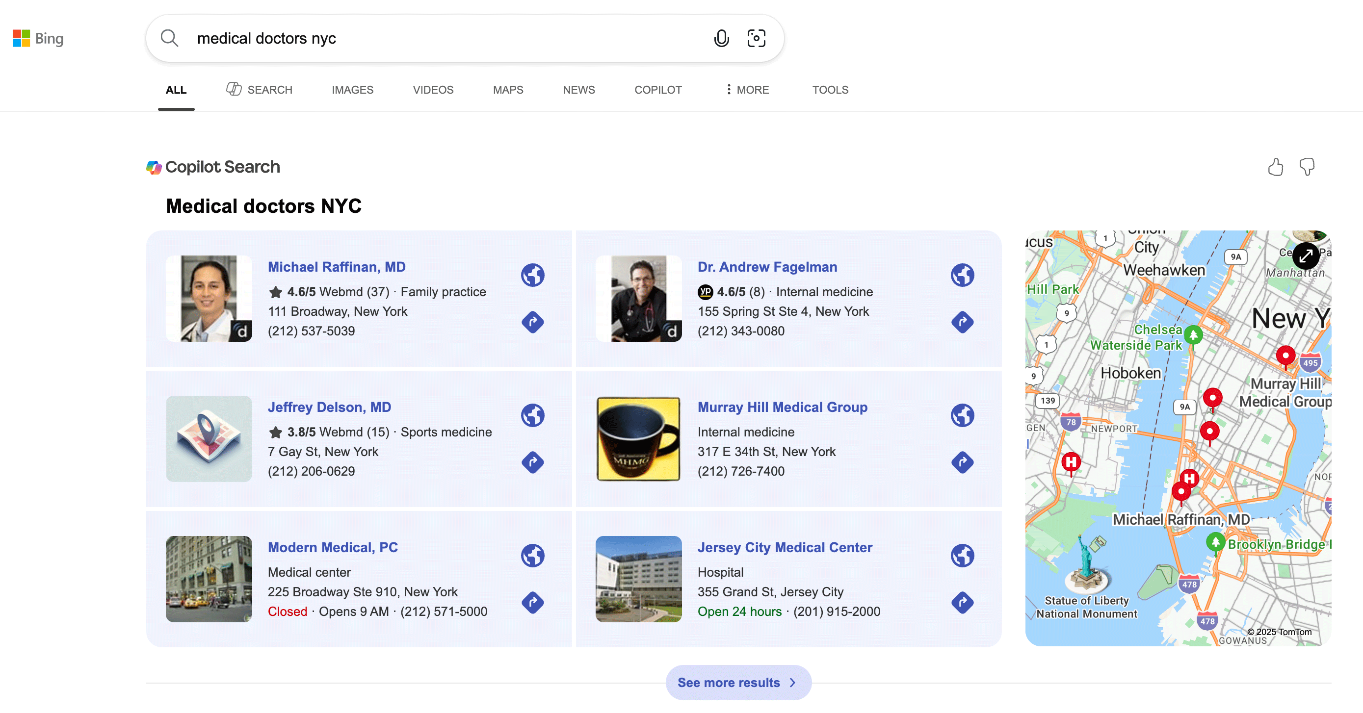 Bing Local Pack Cards Carte à droite