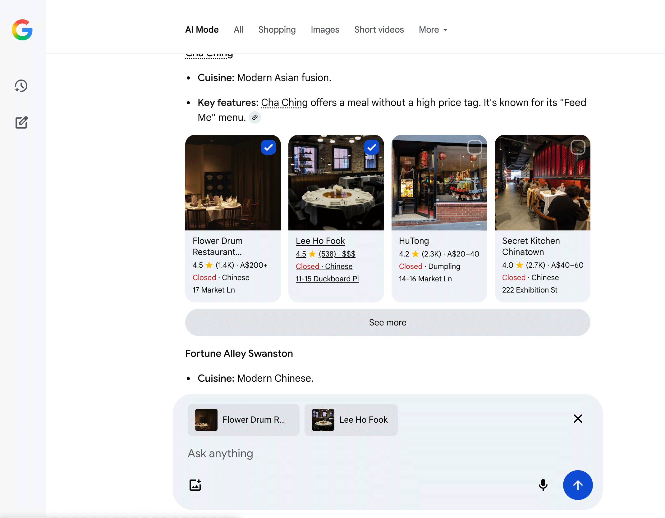 Mode de comparaison commercial Local Box Mode AI Texte Google