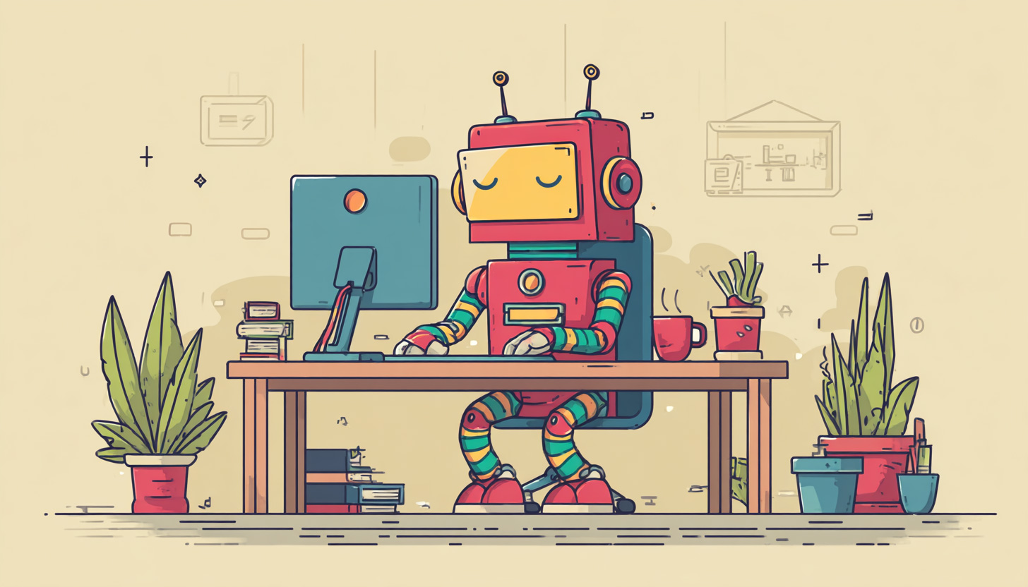 Google Robot Working Computer