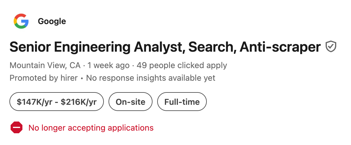 Travail Google Anticraper