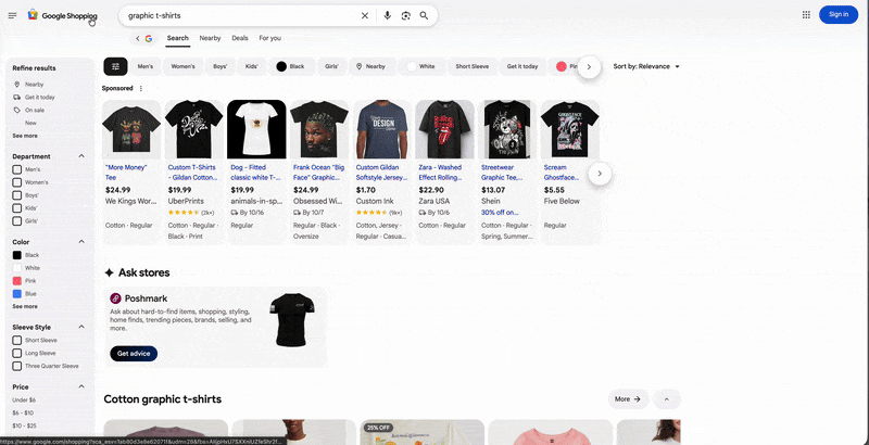 Google Shopping Demandez aux magasins Chat