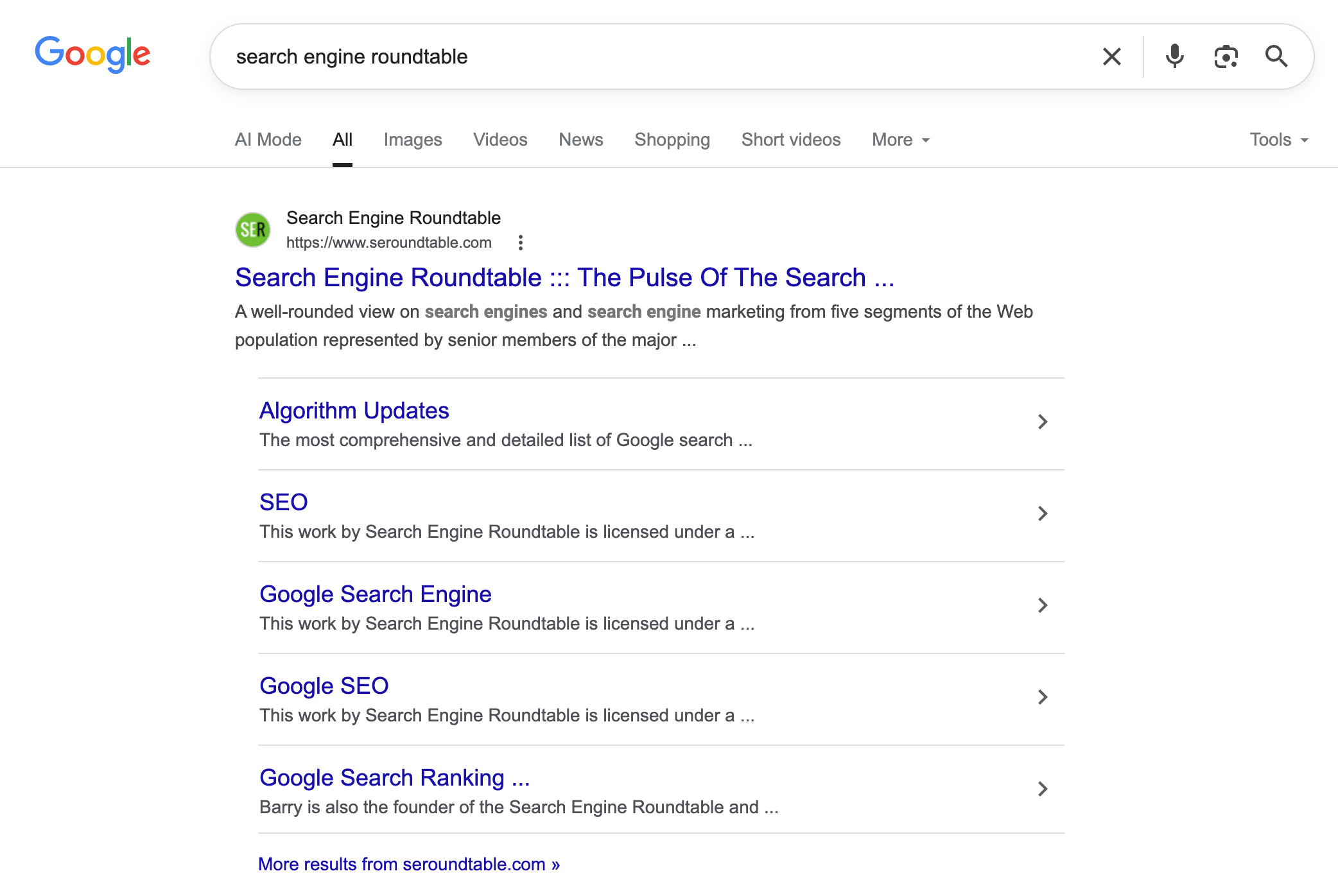 Arrows Google SiteLinks normaux