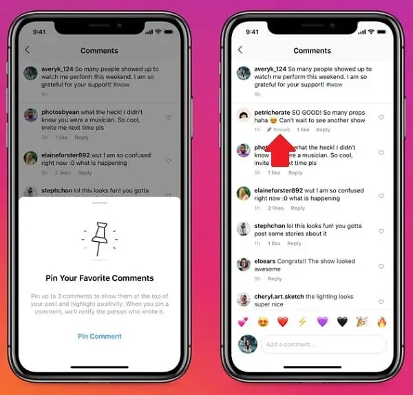 Définir le commentaire IG
