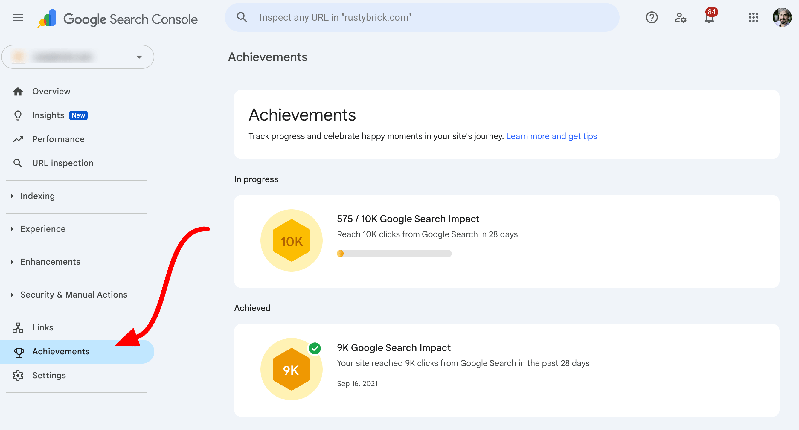 Rapport sur les réalisations de la console de recherche Google