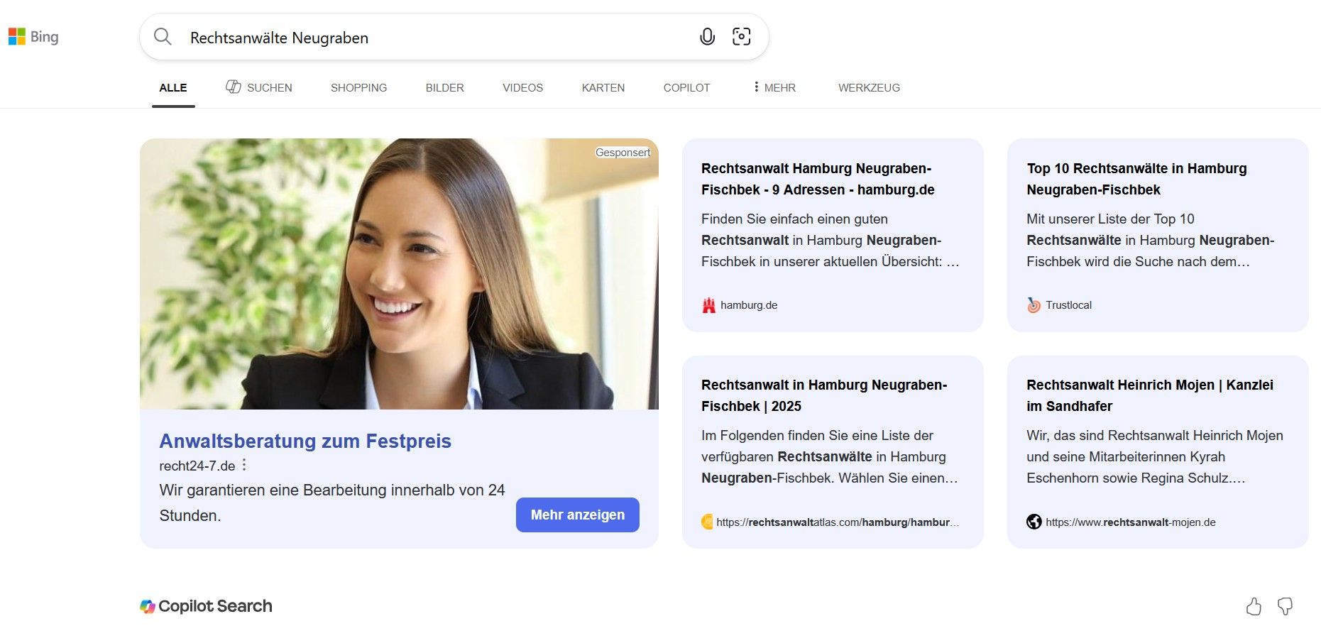Grandes images dans Bing Search Copilot Ads