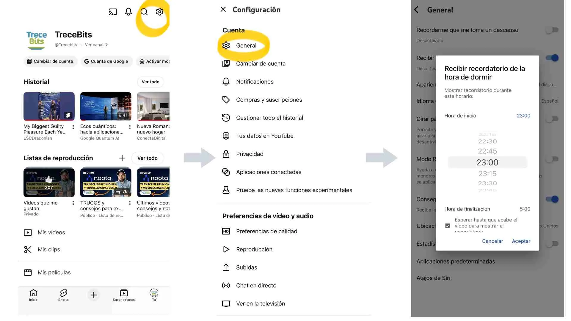avis d'heure du coucher youtube