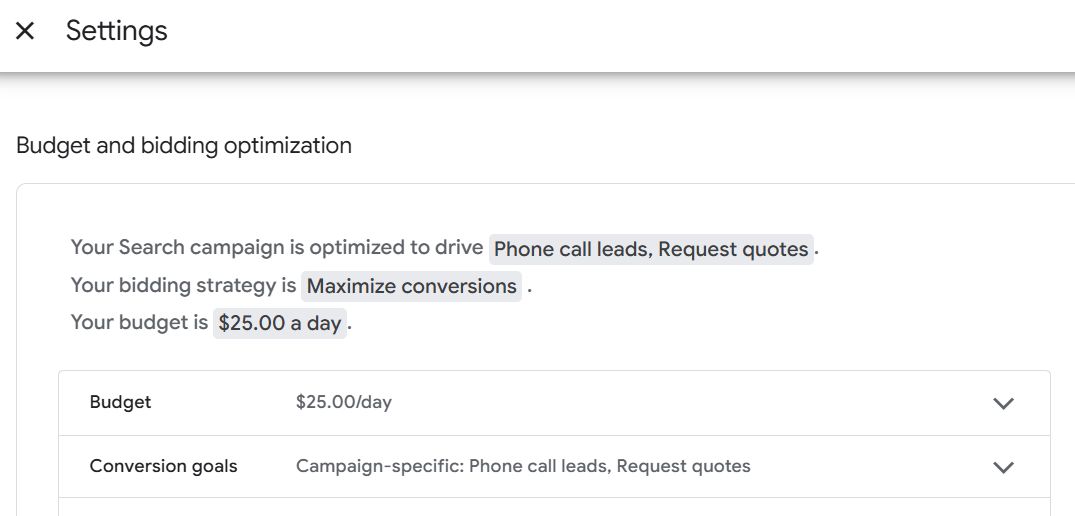 Récapitulatifs du budget Google Ads
