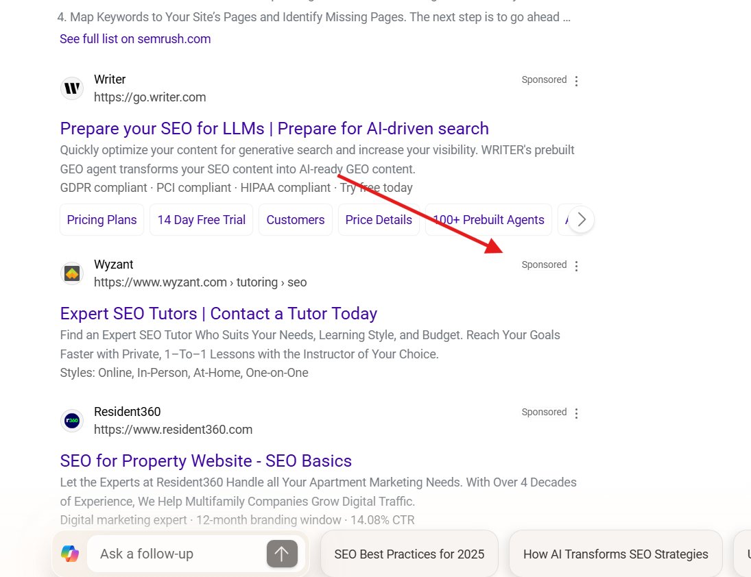 Test de droit d'étiquette sponsorisé par Bing