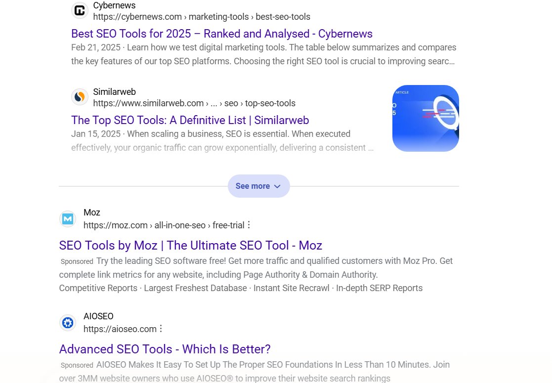 Bouton Bing Afficher plus de résultats de recherche