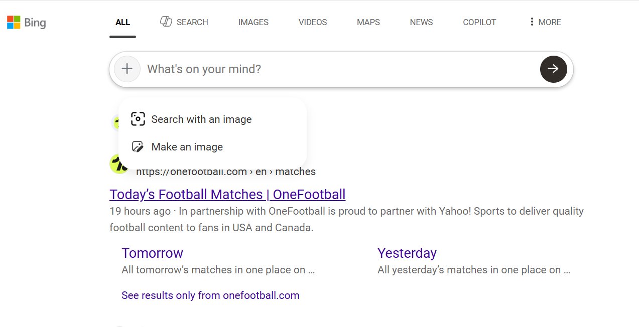 Bing teste la recherche avec Image Make Image