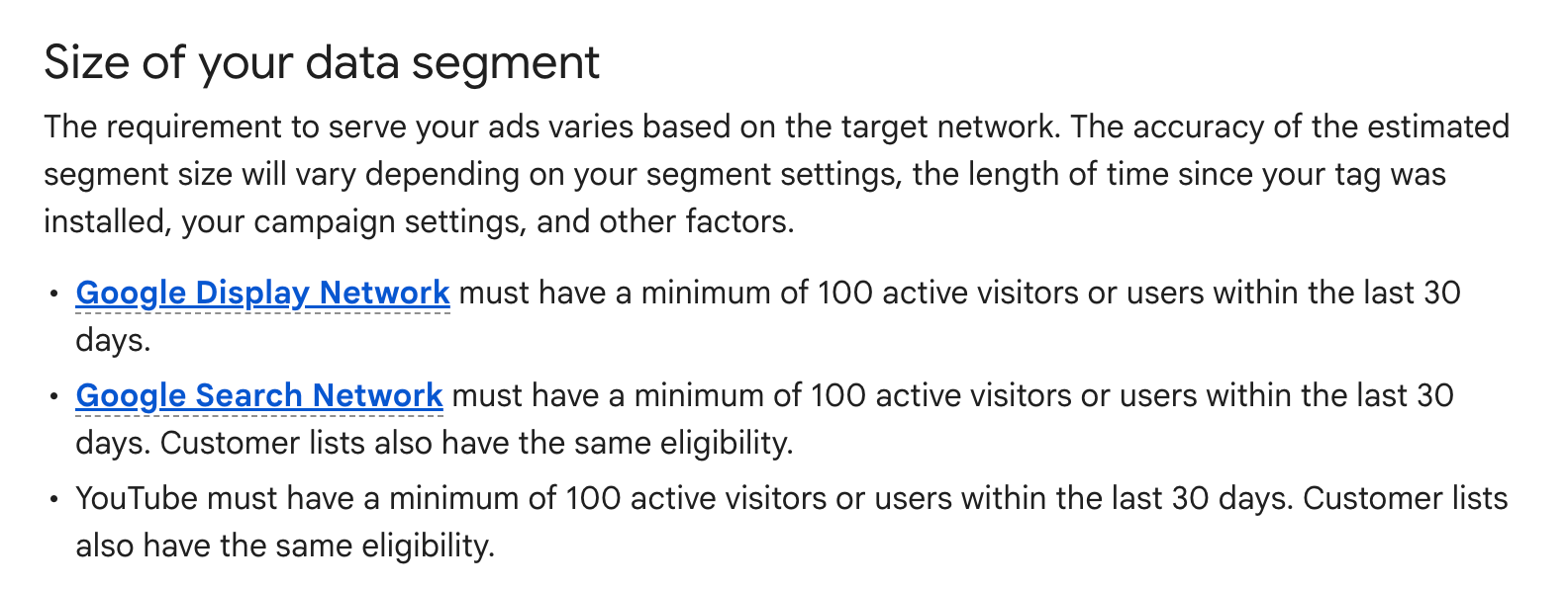 Segment de données sur la taille des annonces Google Nouveau
