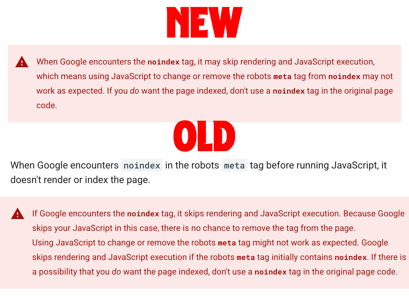 Google Javascript Aucune modification des documents d'index