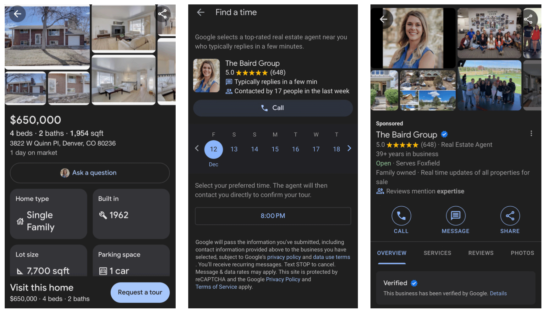 Annonces de ventes de propriétés dans la recherche Google