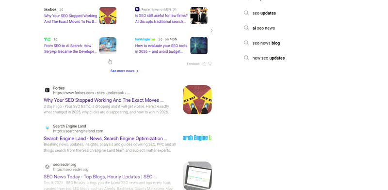 Bouton Bing Afficher plus de résultats de recherche