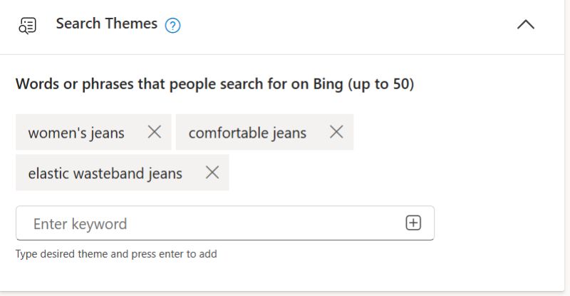 Thèmes de recherche Microsoft Advertising