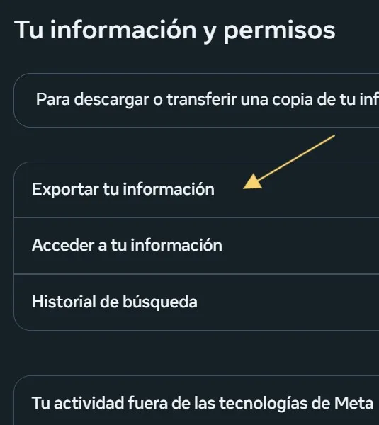 Exporter des informations depuis Facebook