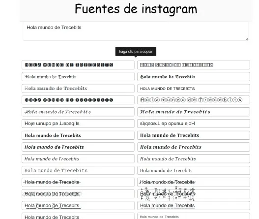Piliapp web pour changer les polices Instagram