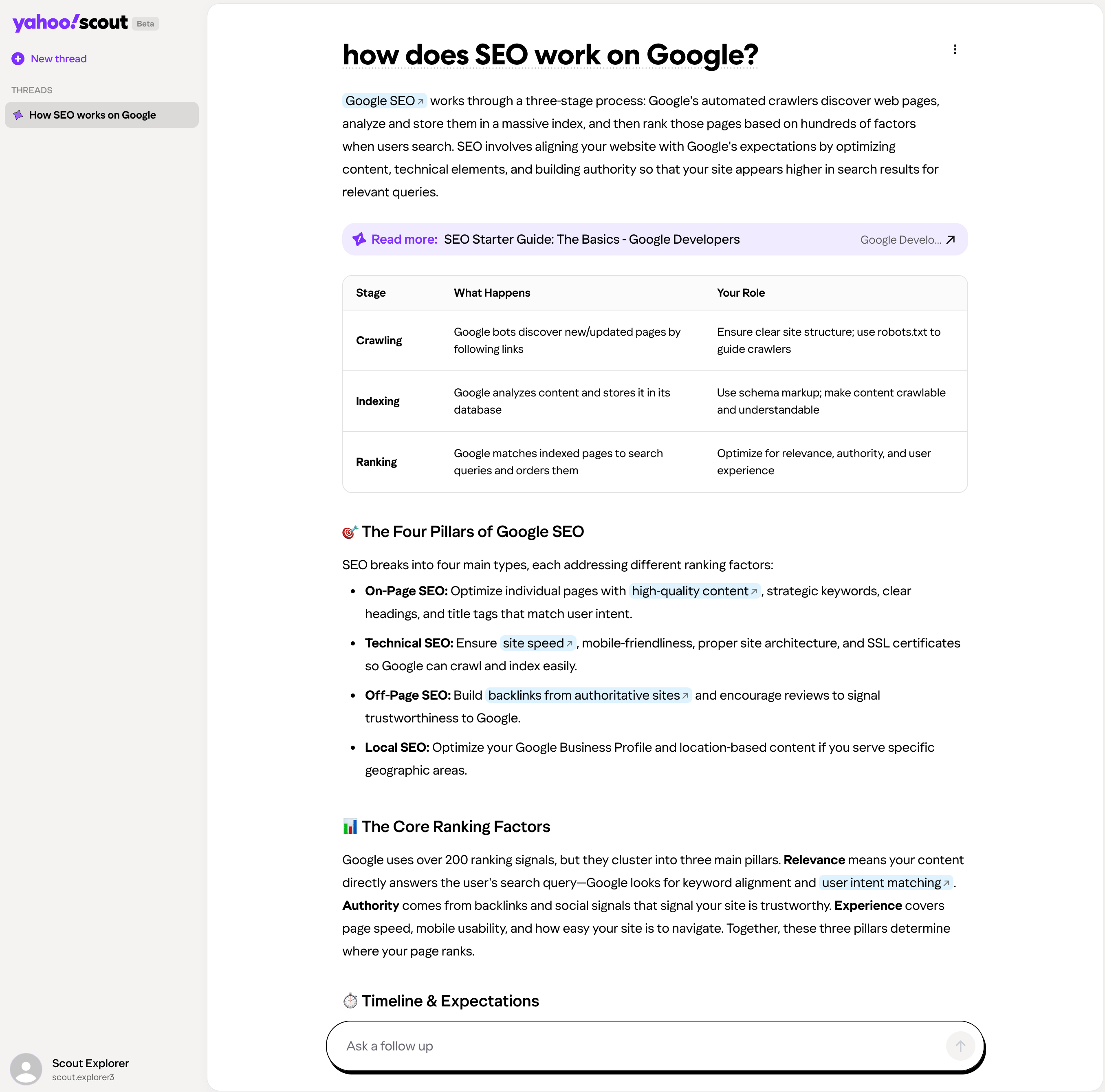 Requête de référencement Yahoo Scout 1