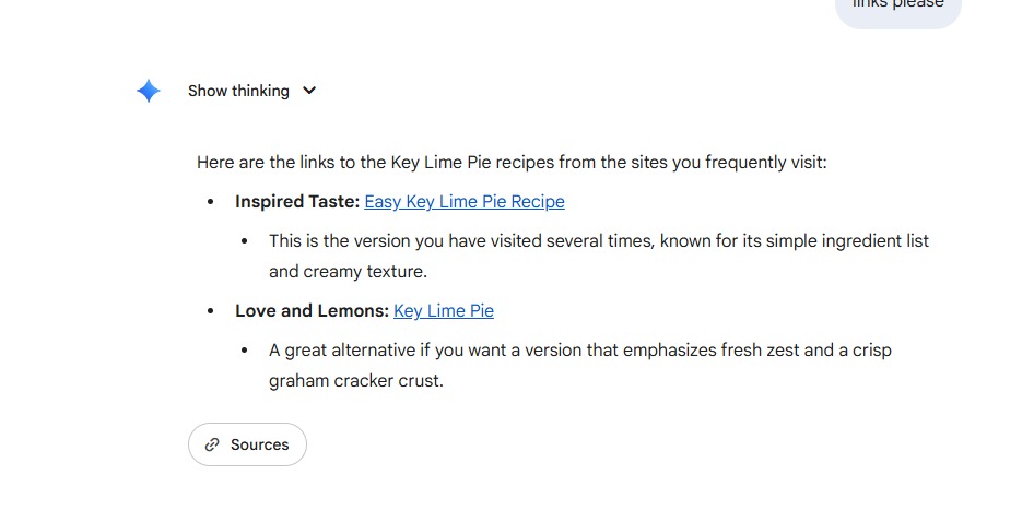 Lien vers les recettes Frankenstein de Google Personal Intelligence