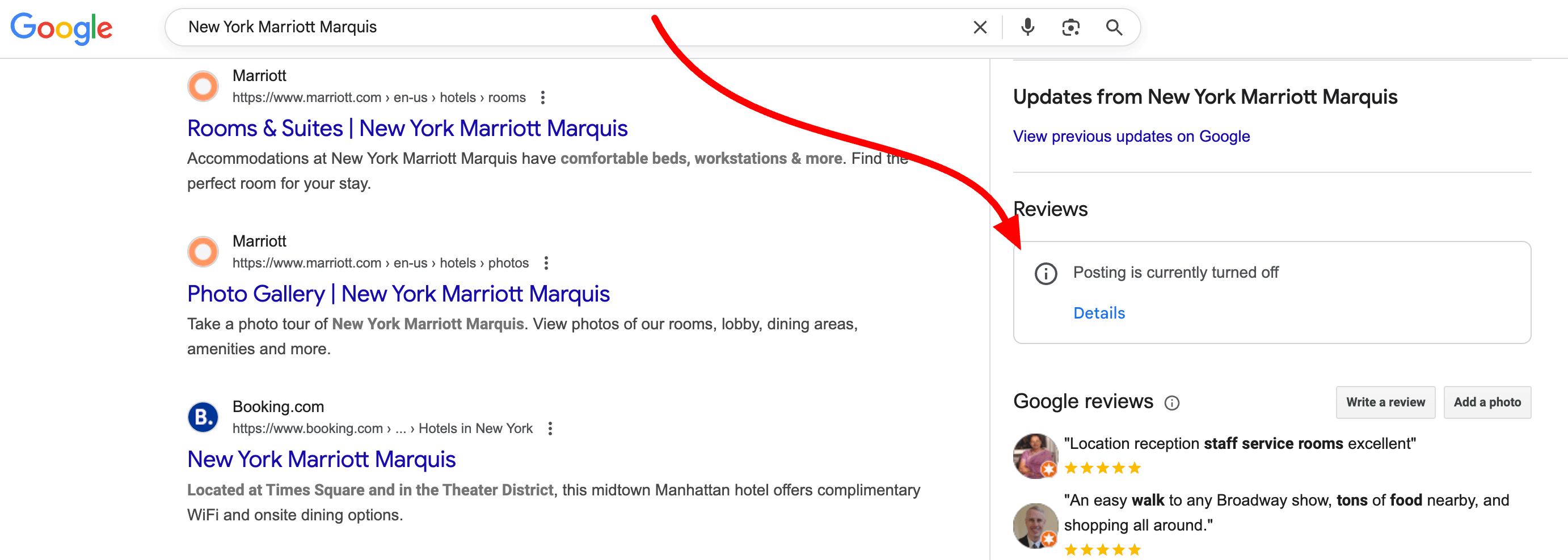 Publication d'hôtels sur Google désactivée