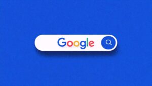 La recherche Google teste le bouton d'envoi bleu dans la zone de requête