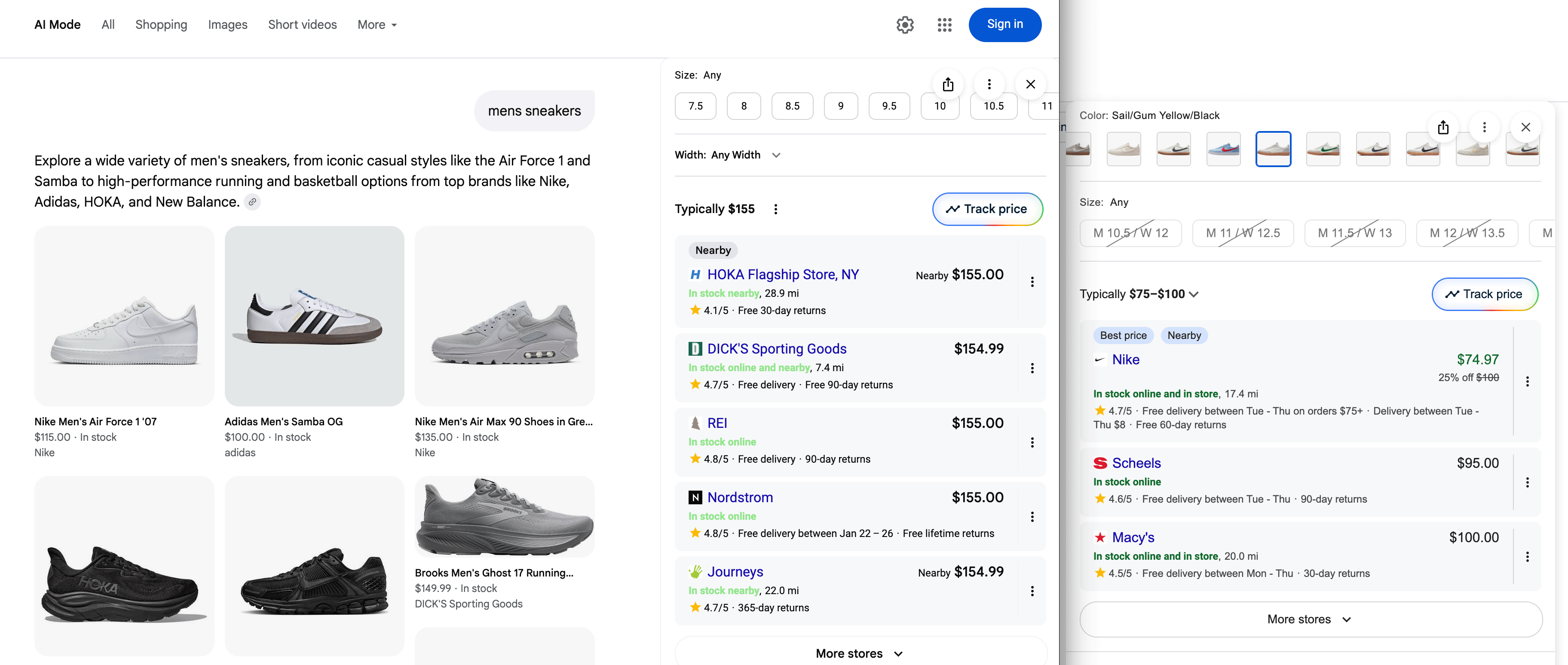 Police claire d'inventaire d'achat en mode Google Ai