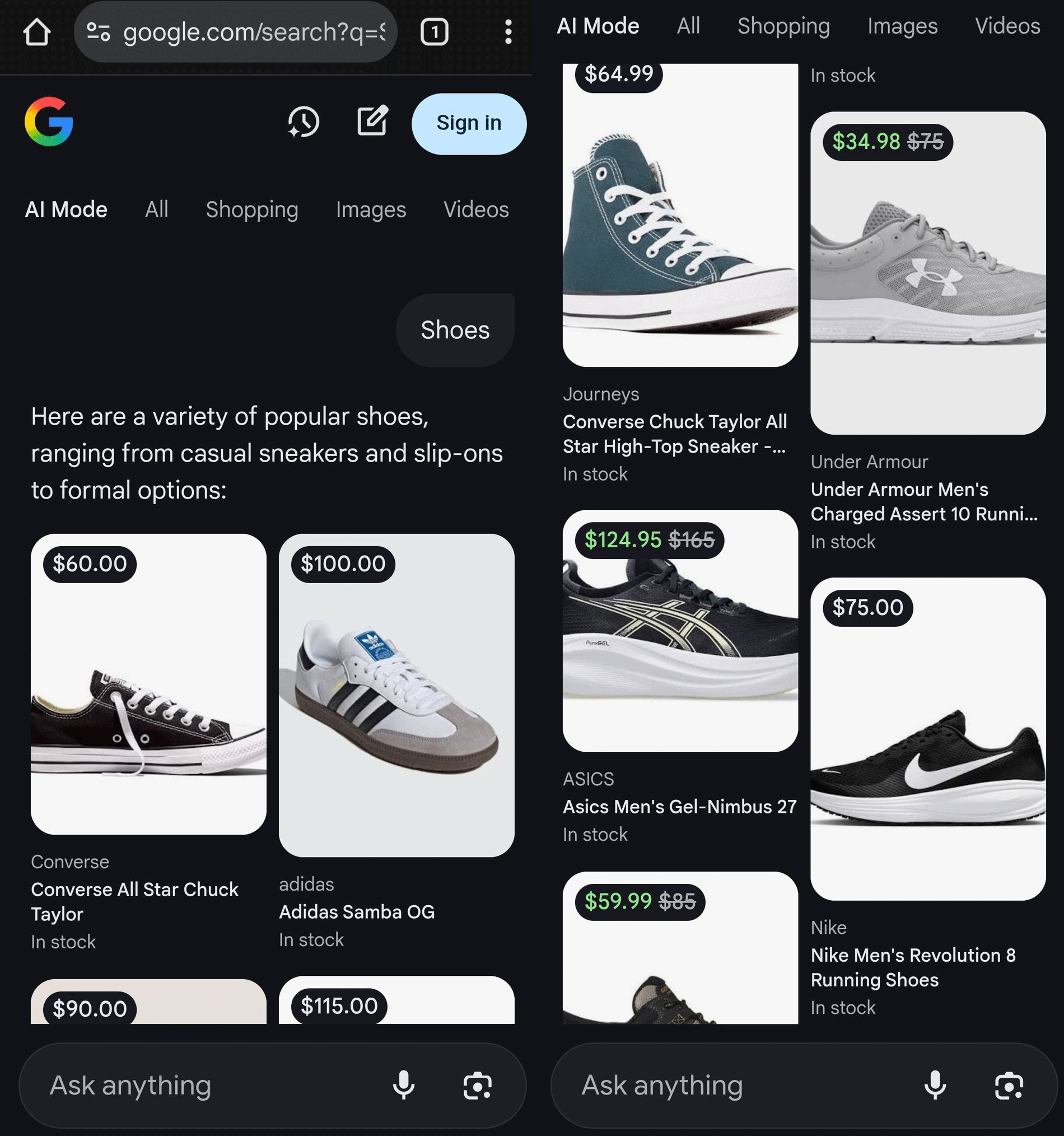 Images de produits en mode Google Ai Étiquettes de prix