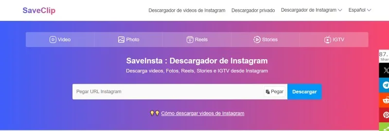 Saveclip pour télécharger Instagram directement à partir d'autres utilisateurs