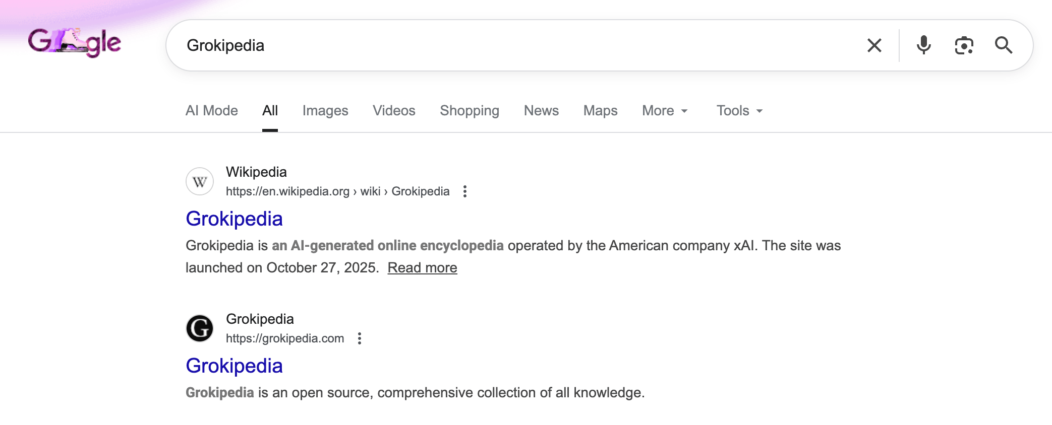 Classement Google Wikipédia au-dessus de Grokipedia