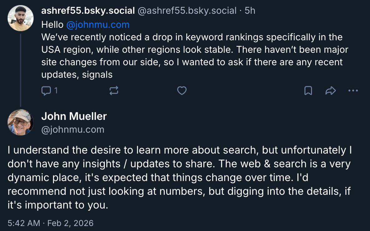 Message de mise à jour de John