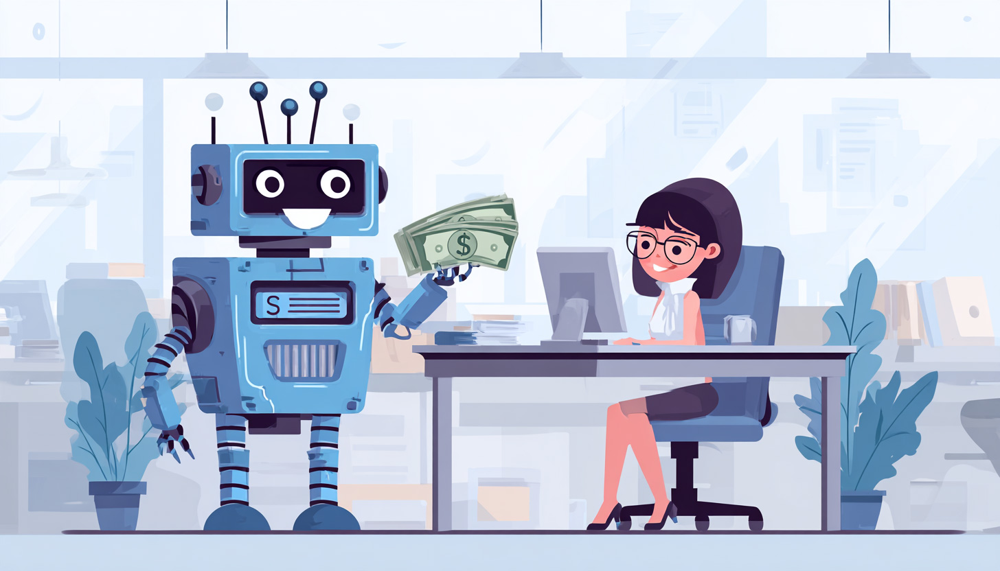 Robot Paying Human Writer