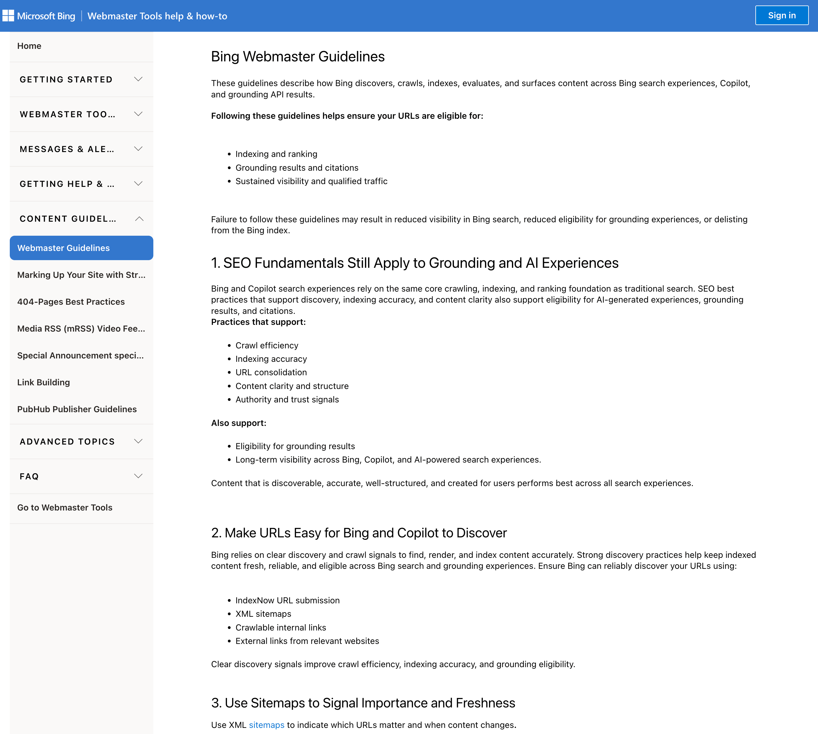 Consignes aux webmasters de Bing mises à jour