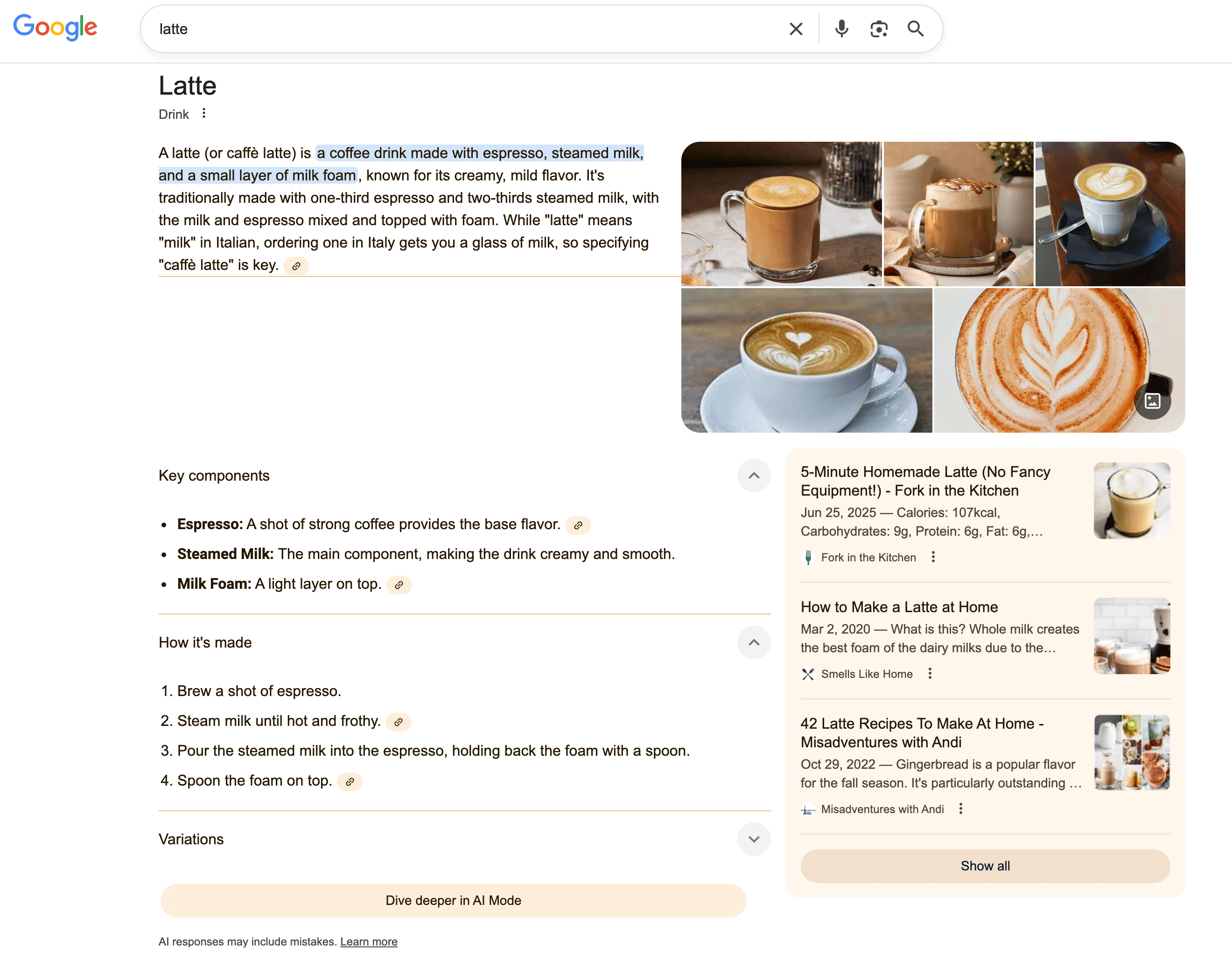 Aperçus de Google Ai, listes déroulantes extensibles3