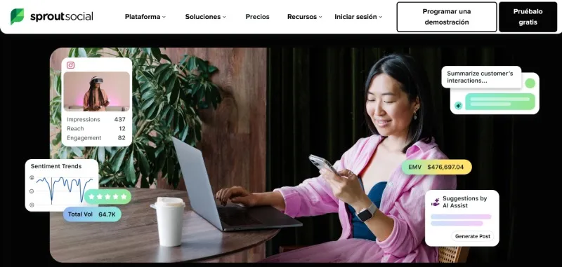 Outil Sprout Social pour analyser votre compte Instagram