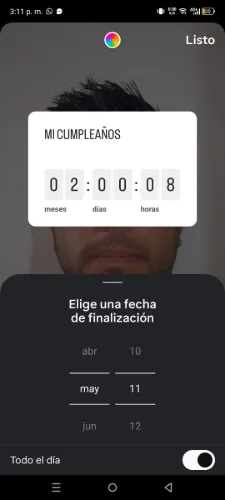 Autocollant de compte à rebours sur les histoires Instagram