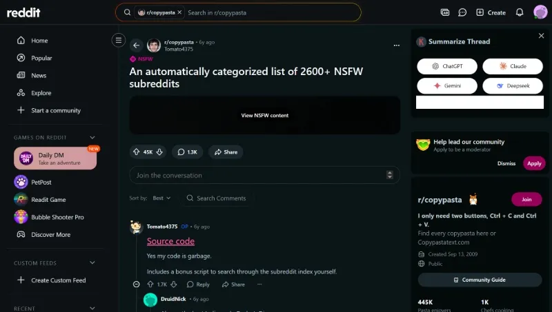 Reddit comme alternative à Tumblr pour afficher du contenu sexuel