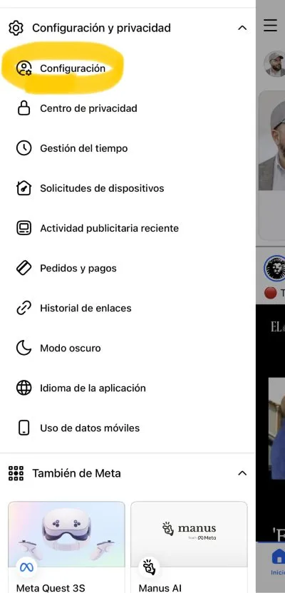 configuration du compte Facebook