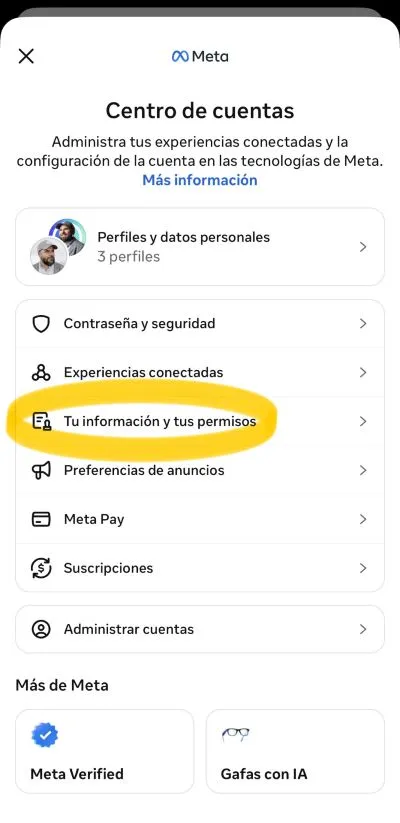 vos informations et vos autorisations Facebook