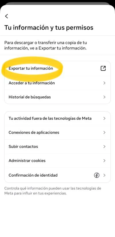 exporter des informations depuis Facebook